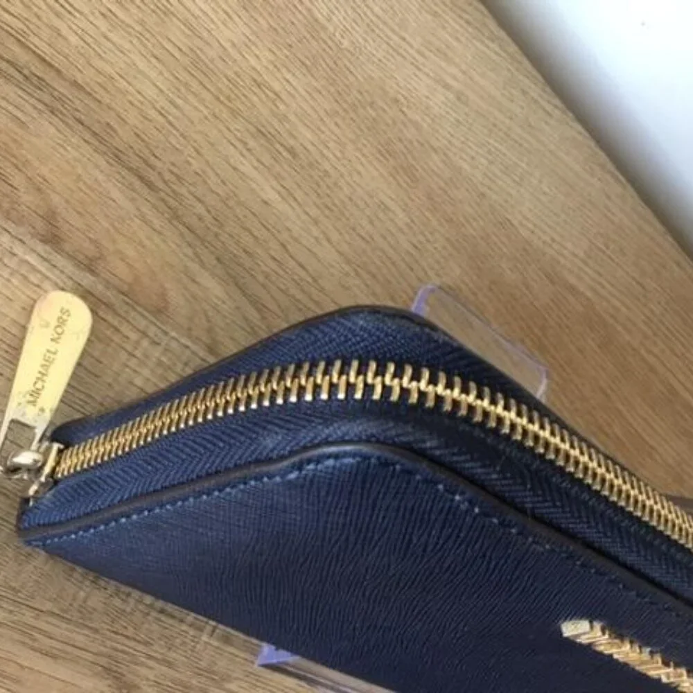 Michael Kors Navy Blue Saffiano Leather Wallet Jet Set Travel Collection - Picture 4 of 9